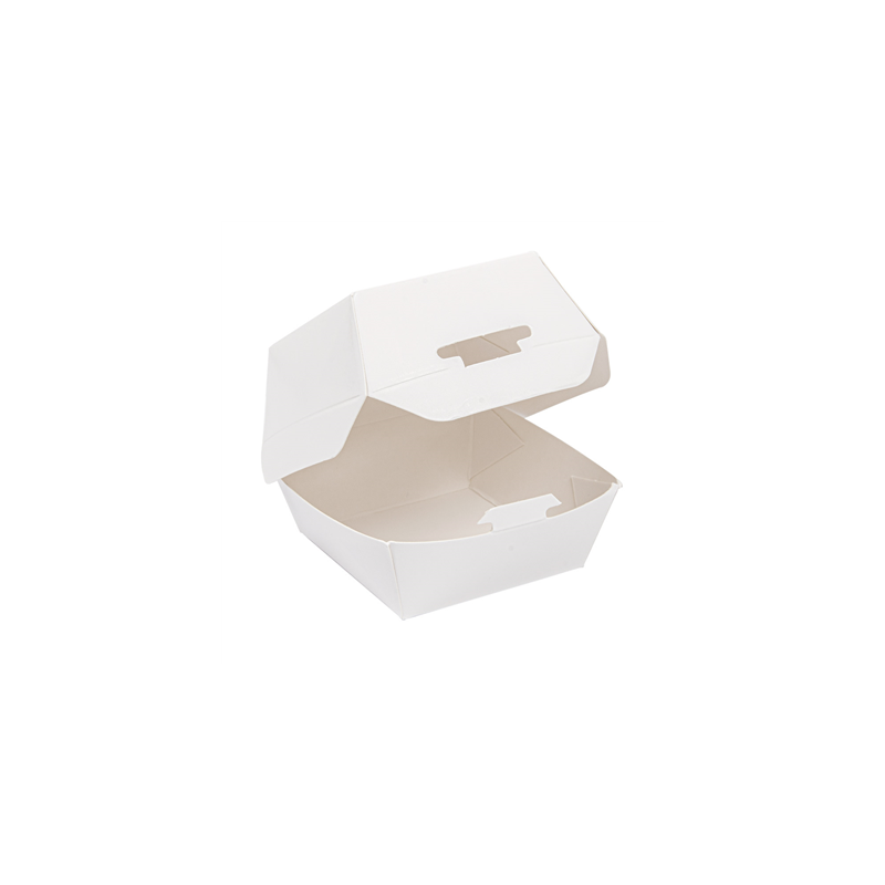 MINI BOÎTES BURGER  250 G/M2 5,3x5,7x5 CM BLANC CARTON (500 UNITÉ)