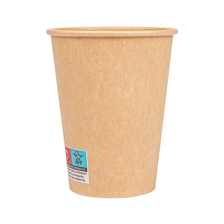 GOBELETS BOISSONS CHAUDES 1 PAROI 360 ML 300 + 18 PE G/M2 Ø9/6x11 CM MARRON CARTON (1000 UNITÉ)