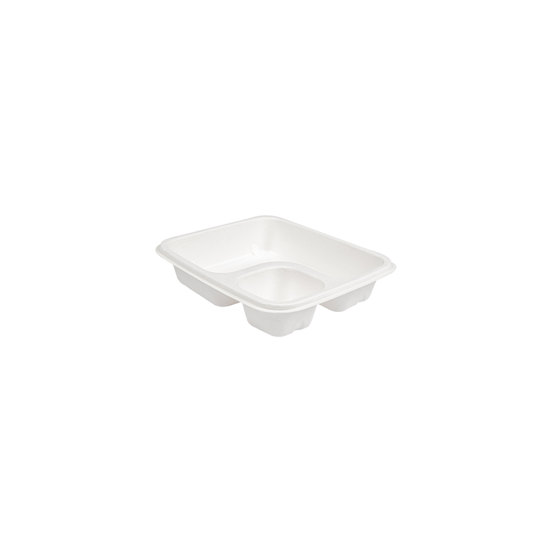 PLATEAU POUR NACHOS 'BIONIC'  19x16,5x3,8 CM BLANC BAGASSE (300 UNITÉ)