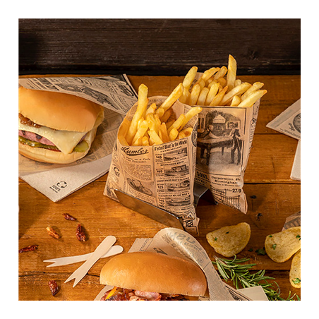 SACHET POUR FRITURES 'TIMES' 34 G/M2 12x12 CM NATUREL PARCH.INGRAISSABLE (1000 UNITÉ)