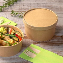 COUVERCLES POUR SALADIERS 212.98/99, 226.31/32/35/36/64  300 + 18 PE G/M2 Ø15 CM MARRON KRAFT (300 UNITÉ)