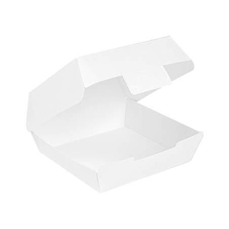 BOÎTES HAMBURGER 'THEPACK' 230 G/M2 14,2x13,7x6,1 CM (L) BLANC CARTON ONDULÉ NANO-MICRO (500 UNITÉ)