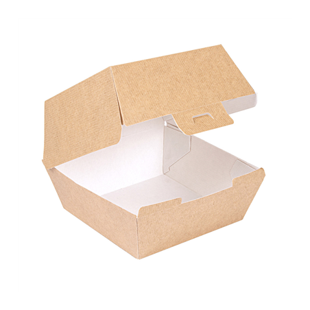 BOÎTES HAMBURGER 'THEPACK' 220 G/M2 14,4x13,6x9,2 CM (L+) NATUREL CARTON ONDULÉ NANO-MICRO (500 UNITÉ)