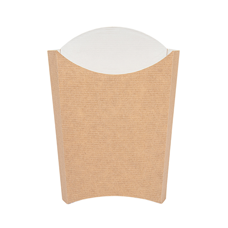 BOÎTES À FRITES JUMBO 'THEPACK' 165 G 220 G/M2 13,5x8,5x16 CM NATUREL CARTON ONDULÉ NANO-MICRO (1200 UNITÉ)