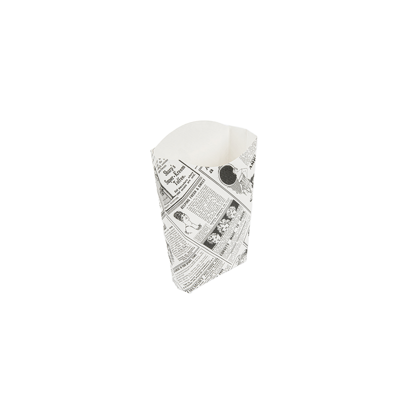 BOÎTES À FRITES 'THEPACK TIMES' 190 G 230 G/M2 14,5x9,5x18 CM BLANC CARTON ONDULÉ NANO-MICRO (1200 UNITÉ)