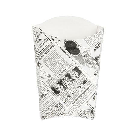 BOÎTES À FRITES 'THEPACK TIMES' 190 G 230 G/M2 14,5x9,5x18 CM BLANC CARTON ONDULÉ NANO-MICRO (1200 UNITÉ)