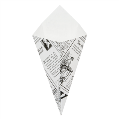 CORNETS FRITES 'THEPACK TIMES' 100 G 230 G/M2 12,8x21,7 CM BLANC CARTON ONDULÉ NANO-MICRO (1600 UNITÉ)