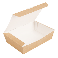 BOÎTES "LUNCH BOX" COUVERCLES 'THEPACK' 1000 ML (32 oz) 220 G/M2 20,5x14,6x5 CM NATUREL CARTON ONDULÉ NANO-MICRO (360 UNITÉ)