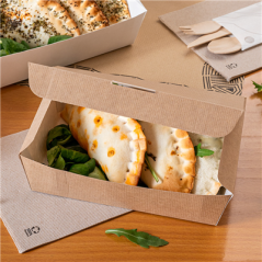 BOÎTES "LUNCH BOX" COUVERCLES 'THEPACK' 1500 ML (48 oz) 220 G/M2 21x18x5,5 CM NATUREL CARTON ONDULÉ NANO-MICRO (360 UNITÉ)