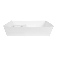 PLATEAUX REPAS À EMPORTER 2 VERRES+1 COMPART. 'THEPACK' 220 G/M2 24,5x22x5,5 CM BLANC CARTON ONDULÉ NANO-MICRO (240 UNITÉ)