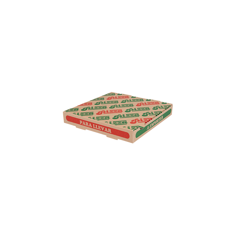 BOÎTES PIZZA 'THEPACK' 330 G/M2 26x26x3,8 CM NATUREL CARTON ONDULÉ MICROCANAL (100 UNITÉ)