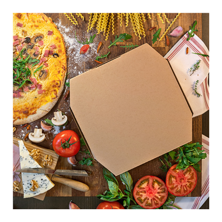 BOÎTES OCTOGONAL 'THEPACK' 330 G/M2 26x26x3,8 CM NATUREL CARTON ONDULÉ MICROCANAL (100 UNITÉ)