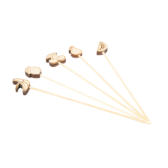 PIQUES DÉCORÉES "FRUITS"  12 (h) CM ASSORTI BAMBOU (100 UNITÉ)