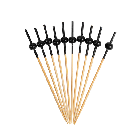 PIQUES "BOULE NOIRE"  9 CM NATUREL BAMBOU (100 UNITÉ)