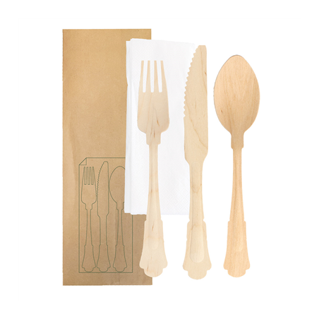 SET 4/1 FOURCHETTE, COUTEAU, CUILLÈRE, SERVIETTE