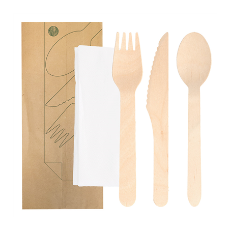 SET 4/1 FOURCHETTE, COUTEAU, CUILLÈRE, SERVIETTE