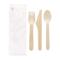 SET 3/1 FOURCHETTE, COUTEAU, CUILLÈRE 'MAKAN'  16 CM NATUREL BOIS (100 UNITÉ)