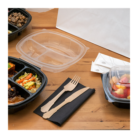 SET 4/1 FOURCHETTE, COUTEAU, CUILLÈRE, SERVIETTE 'CLASSIC'  20 CM NATUREL BOIS (100 UNITÉ)