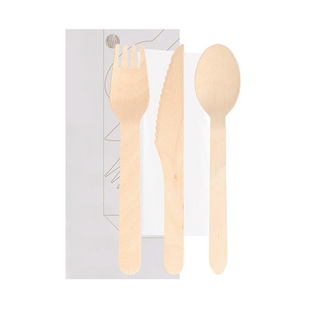 SET 4/1 FOURCHETTE, COUTEAU, CUILLÈRE, SERVIETTE