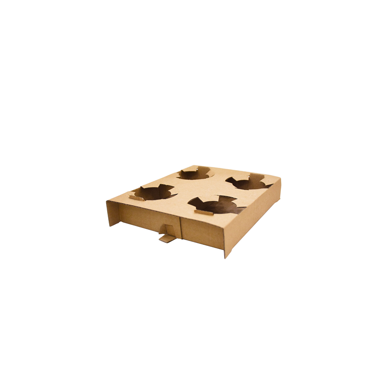 PORTE-GOBELETS, 4 GOBELETS  360 G/M2 21,5x17x3,5 CM NATUREL KRAFT (200 UNITÉ)