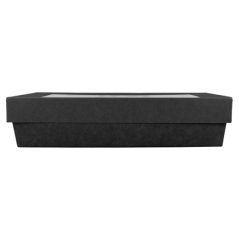 PETITES BOÎTES+COUVERCLES AVEC FÊNETRE 1300 ML 290 + 15 PE G/M2 21x14x5 CM NOIR CARTON (200 UNITÉ)