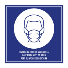 PLAQUE AUTO-ADHESIVE "PORT DU MASQUE OBLIGATOIRE"