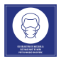 PLAQUE AUTO-ADHESIVE "PORT DU MASQUE OBLIGATOIRE"  12x12 CM BLEU METACRYLATE (1 UNITÉ)