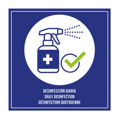 PLAQUE AUTO-ADHESIVE "DÉSINFECTION QUOTIDIENNE"