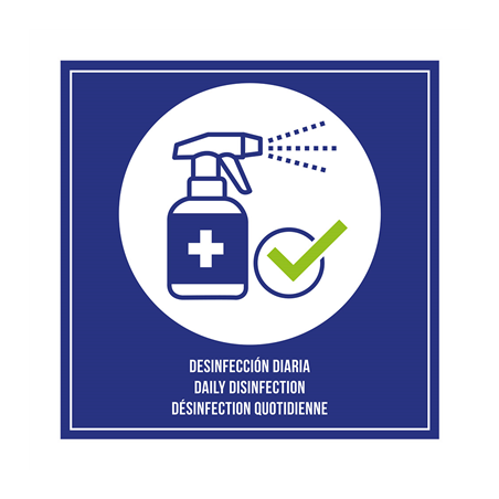 PLAQUE AUTO-ADHESIVE "DÉSINFECTION QUOTIDIENNE"