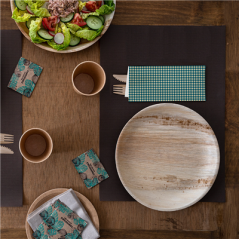 SERVIETTES BLANCHES EMB. 'AIRLAID' 40x32 CM 'JUST IN TIME CLOSED' 40 + 10PE G/M2 11x25 CM BLEU VICHY KRAFT VERGÉ (300 UNITÉ)