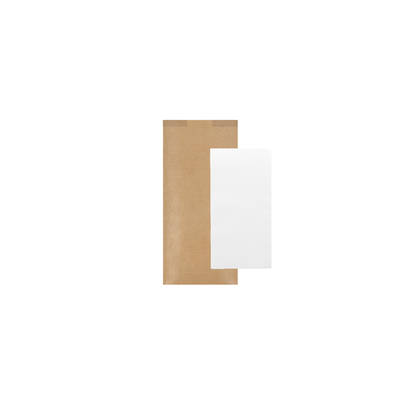 SERVIETTES BLANCHES EMB. 'AIRLAID' 40x32 CM 'JUST IN TIME CLOSED' 40 + 10PE G/M2 11x25 CM NATUREL KRAFT VERGÉ (300 UNITÉ)