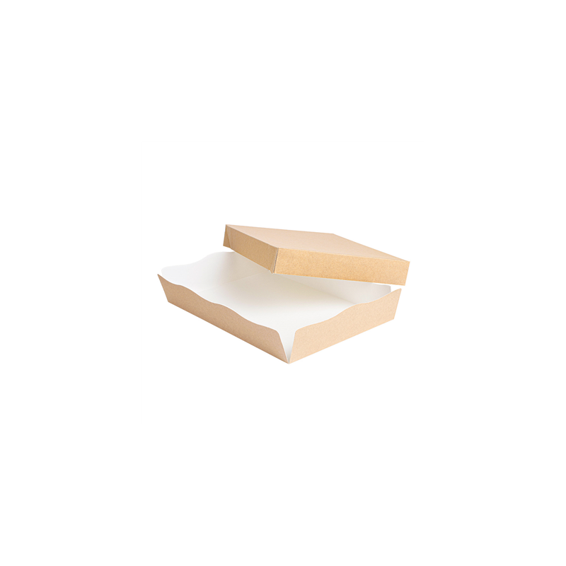 PLATEAUX + COUVERCLE 'THEPACK' 240 G/M2 23x17x4,5 CM NATUREL CARTON ONDULÉ NANO-MICRO (200 UNITÉ)