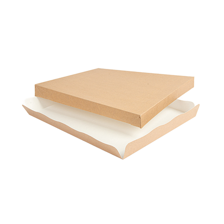 PLATEAUX + COUVERCLE 'THEPACK' 240 G/M2 32x27x4 CM NATUREL CARTON ONDULÉ NANO-MICRO (150 UNITÉ)