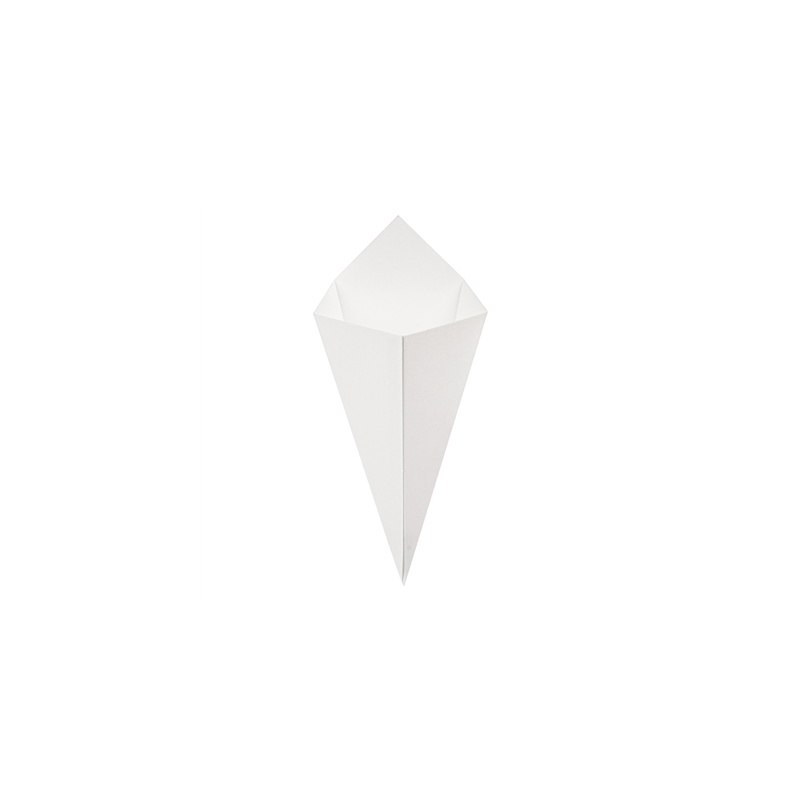 CORNETS FRITES 'THEPACK' 250 G 230 G/M2 15,7x26,8 CM BLANC CARTON ONDULÉ NANO-MICRO (1200 UNITÉ)