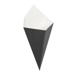 CORNETS FRITES 'THEPACK' 100 G 230 G/M2 12,8x21,7 CM NOIR CARTON ONDULÉ NANO-MICRO (1600 UNITÉ)