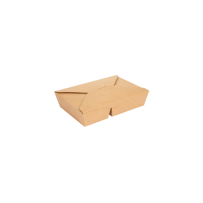 BOÎTES AMÉRICAINES 2 COMPART. 740 + 530 ML 300 + 20 PE G/M2 21,3x15,5x4,6 CM NATUREL KRAFT (200 UNITÉ)