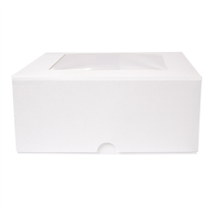 BOÎTES PATISSERIES AVEC FENÊTRE 'THEPACK DECO' 250 G/M2 + OPP 18x18x7,5 CM BLANC CARTON ONDULÉ NANO-MICRO (50 UNITÉ)