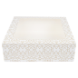 BOÎTES PÂTISSERIES AVEC FENÊTRE 'THEPACK DECO' 250 G/M2 + OPP 32x32x10 CM BLANC CARTON ONDULÉ NANO-MICRO (100 UNITÉ)