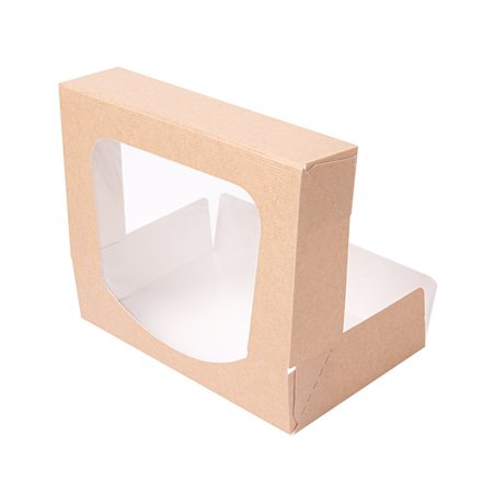 RÉCIPIENTS SUSHI+FÊNETRE 'THEPACK' 220 G/M2 + OPP 19,7x12x4,5 CM MARRON CARTON ONDULÉ NANO-MICRO (400 UNITÉ)