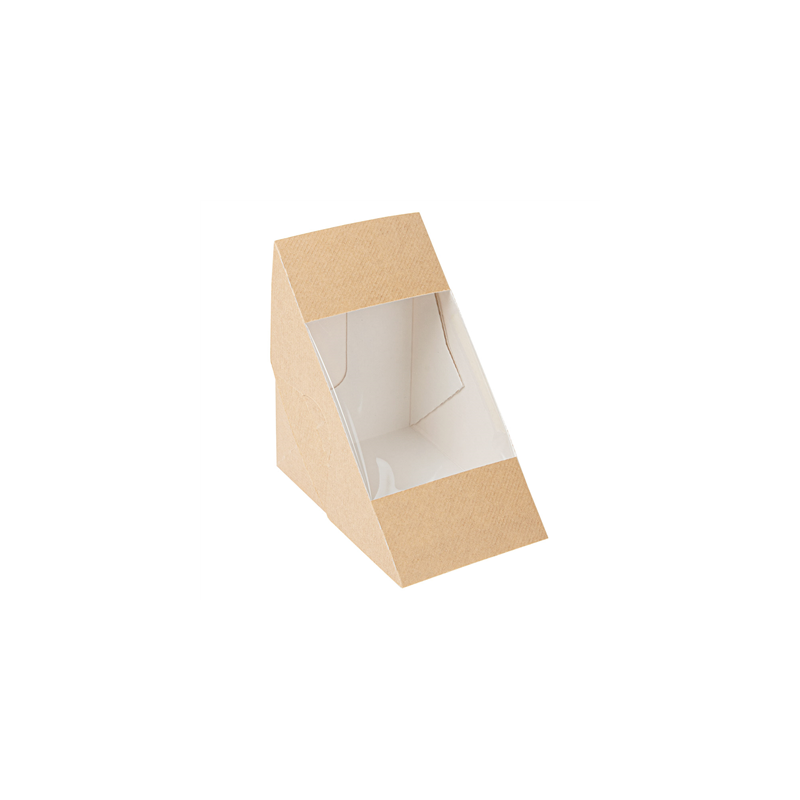 BOÎTES SANDWICH AVEC FENÊTRE - TRIPLE 'THEPACK' 220 G/M2 + OPP 12,4x12,4x8,3 CM NATUREL CARTON ONDULÉ NANO-MICRO (500 UNITÉ)