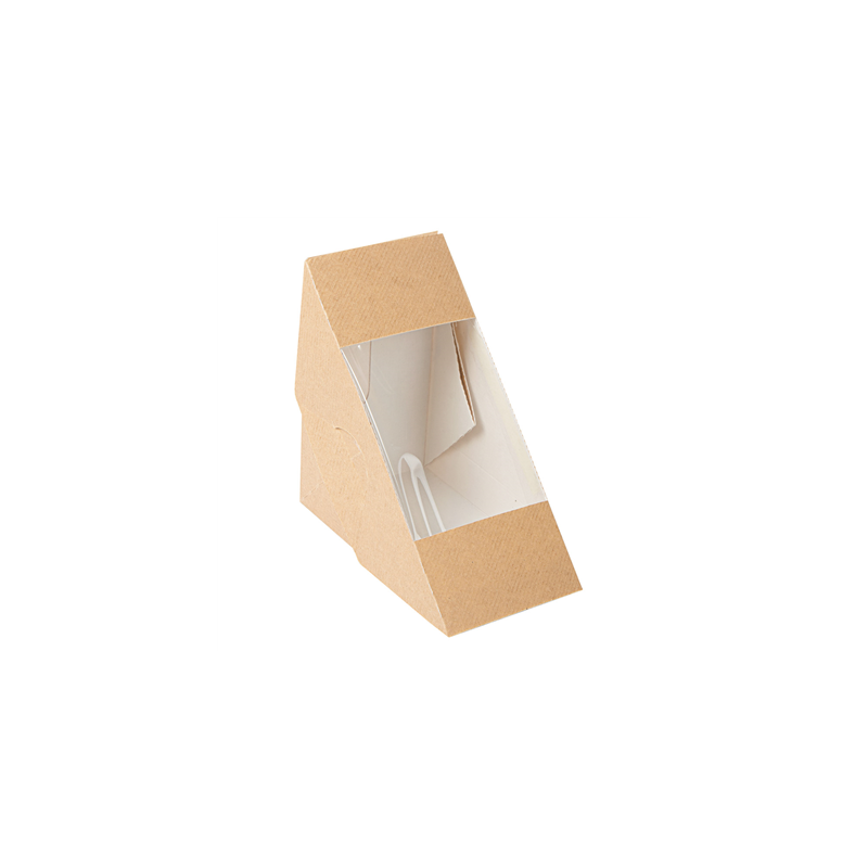 BOÎTES SANDWICH AVEC FENÊTRE - DOBLE 'THEPACK' 220 G/M2 + OPP 12,4x12,4x7,5 CM NATUREL CARTON ONDULÉ NANO-MICRO (500 UNITÉ)
