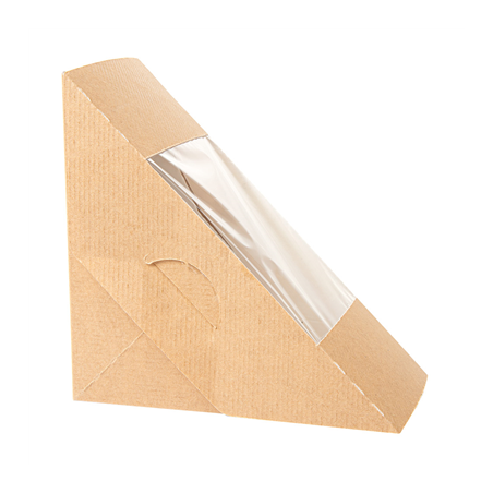 BOÎTES SANDWICH AVEC FENÊTRE - DOBLE 'THEPACK' 220 G/M2 + OPP 12,4x12,4x7,5 CM NATUREL CARTON ONDULÉ NANO-MICRO (500 UNITÉ)