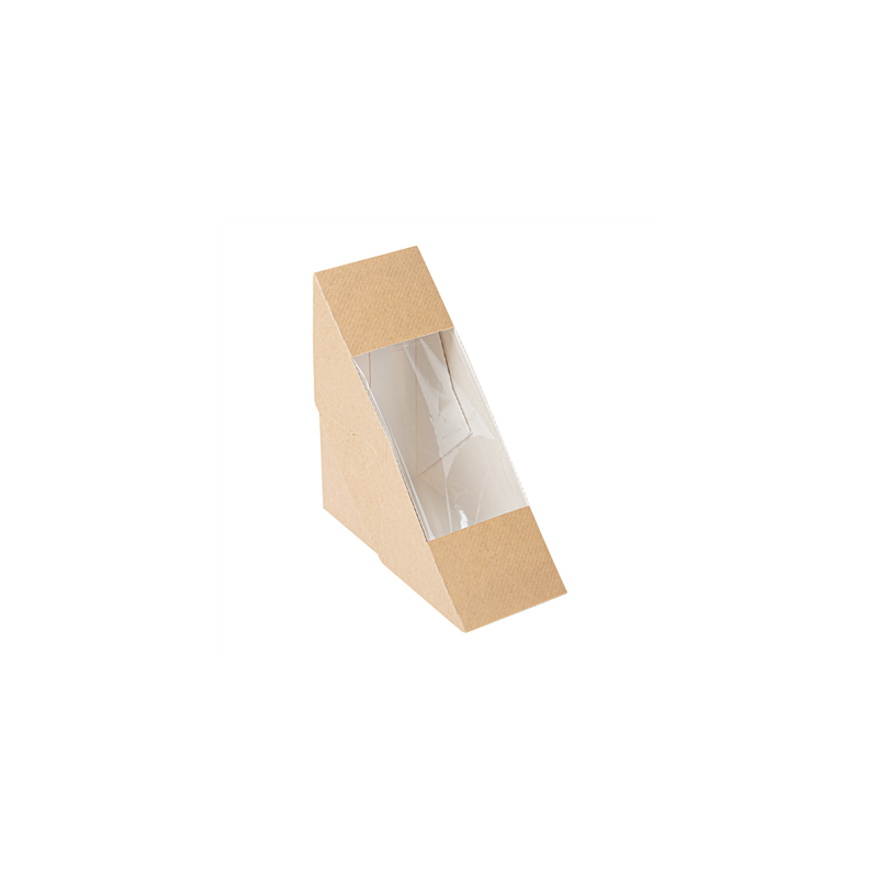 BOÎTES SANDWICH AVEC FENÊTRE - SIMPLE 'THEPACK' 220 G/M2 + OPP 12,4x12,4x5,5 CM NATUREL CARTON ONDULÉ NANO-MICRO (500 UNITÉ)