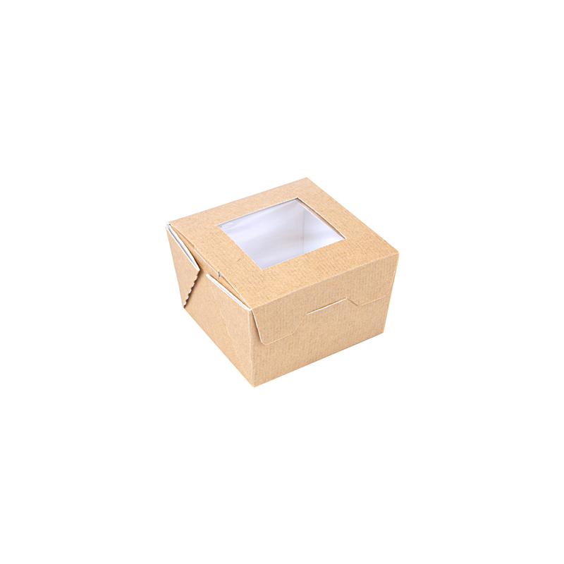 BOÎTES AVEC FENÊTRE 'THEPACK' 300 ML 220 G/M2 + OPP 8x7,5x5,5 CM NATUREL CARTON ONDULÉ NANO-MICRO (600 UNITÉ)