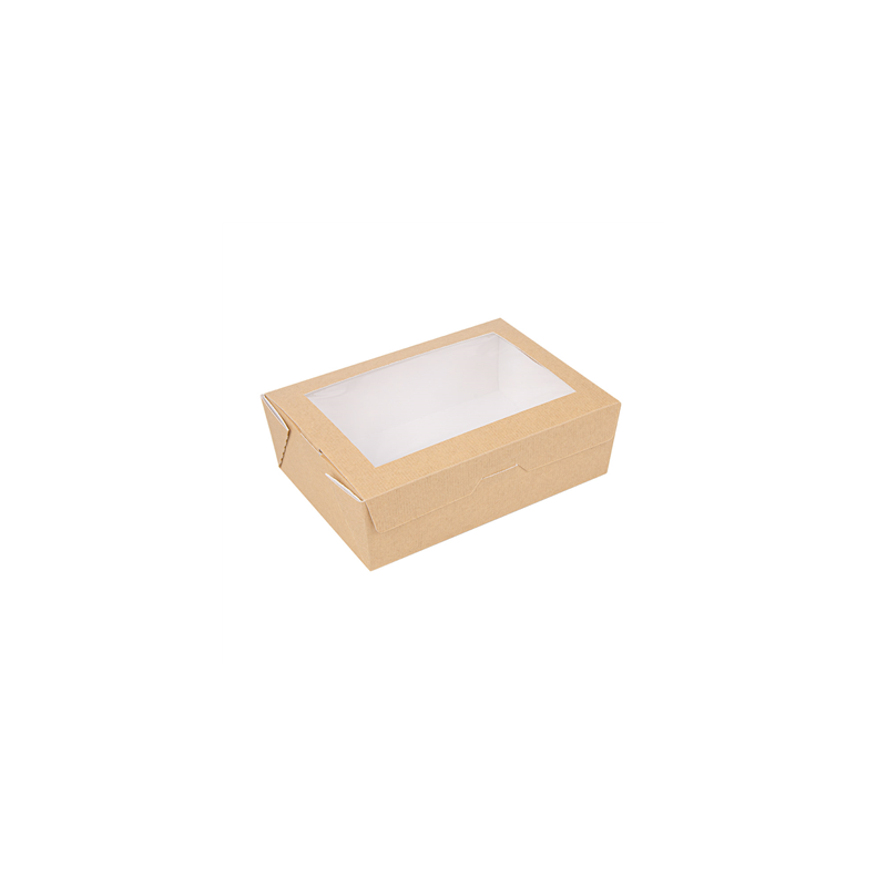 BOÎTES AVEC FENÊTRE 'THEPACK' 1000 ML 220 G/M2 + OPP 12x17x5,5 CM NATUREL CARTON ONDULÉ NANO-MICRO (200 UNITÉ)