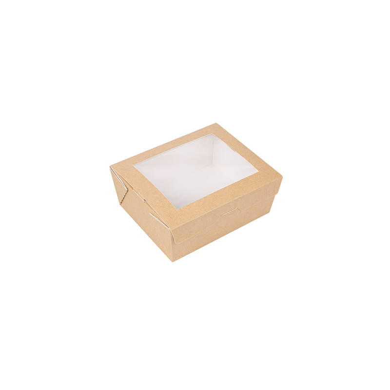 BOÎTES AVEC FENÊTRE 'THEPACK' 1350 ML 220 G/M2 + OPP 15,3x12,1x6,4 CM NATUREL CARTON ONDULÉ NANO-MICRO (200 UNITÉ)