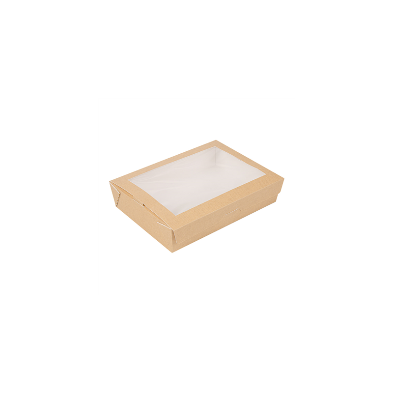 BOÎTES AVEC FENÊTRE 'THEPACK' 1470 ML 220 G/M2 + OPP 19,8x14x4,8 CM NATUREL CARTON ONDULÉ NANO-MICRO (200 UNITÉ)