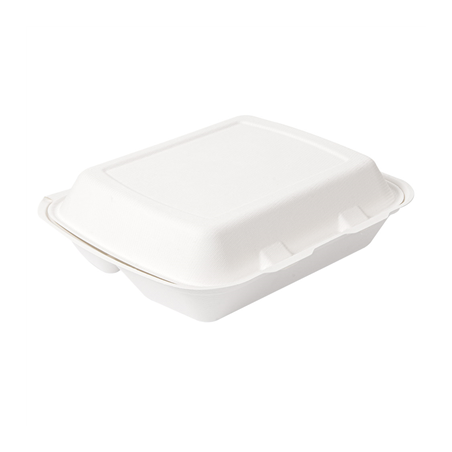 COQUILLES 3 COMPART. 'BIONIC' 950 ML 23x18x7,3 CM BLANC BAGASSE (200 UNITÉ)