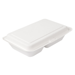 COQUILLES 2 COMPART. 'BIONIC' 940 ML 25,5x16,5x7 CM BLANC BAGASSE (250 UNITÉ)