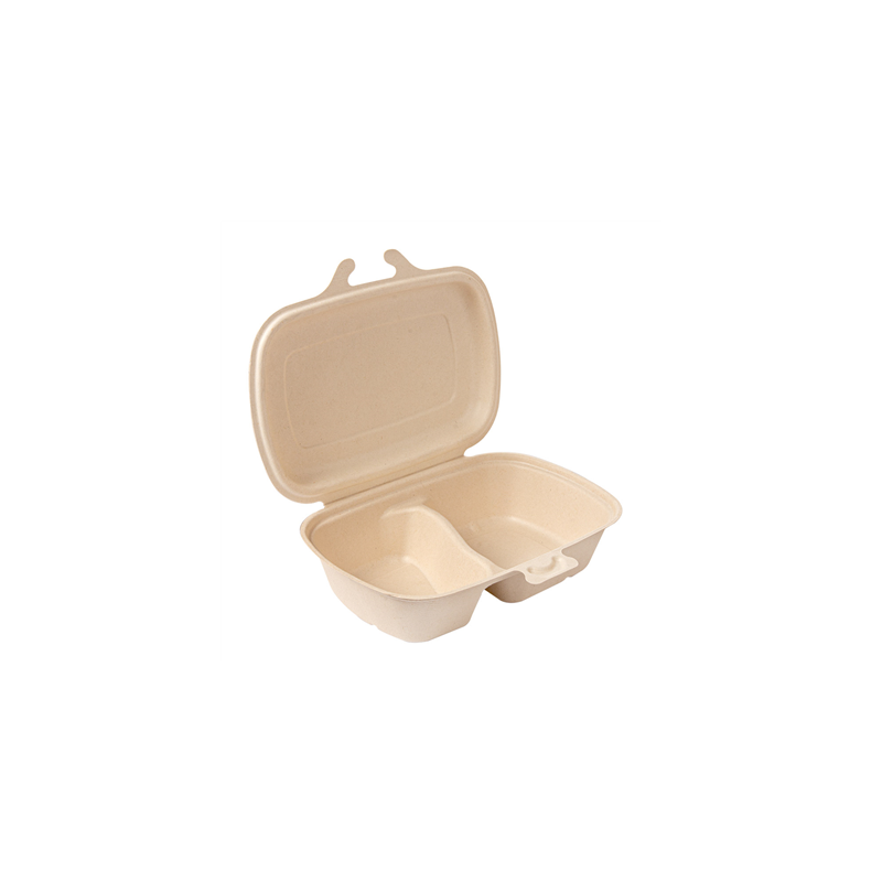 COQUILLES 2 COMPART. 'BIONIC' 900 ML 22,4x14x6 CM NATUREL BAGASSE (400 UNITÉ) COQUILLES 2 COMPART. 'BIONIC' 900 ML 22,4x14x6 CM NATUREL BAGASSE (400 UNITÉ)
